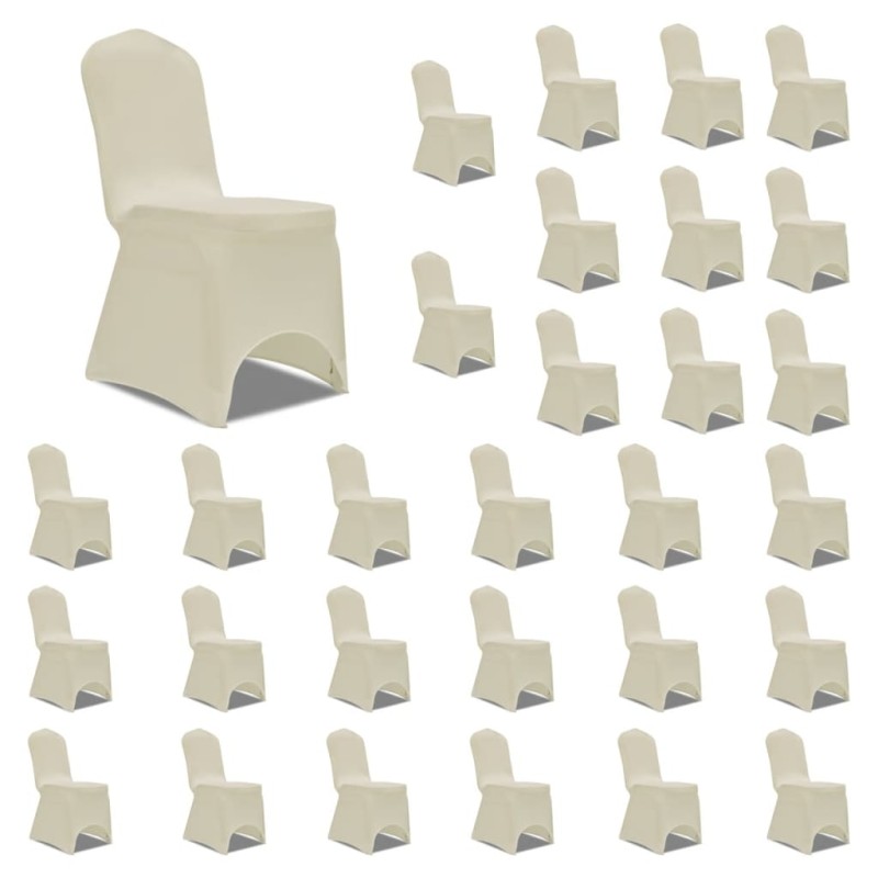 vidaXL Stretch-Stuhlhussen Creme 30 Stk. vidaXL Stretch-Stuhlhussen Creme 30 Stk.