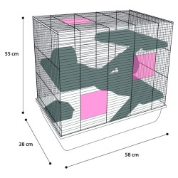 FLAMINGO Hamsterkäfig Jaro 4 58x38x55 cm Schwarz und Blau