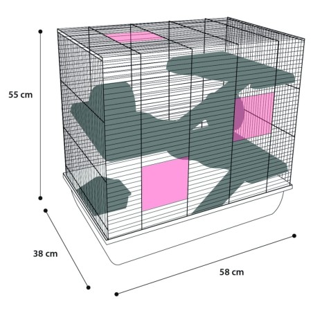 FLAMINGO Hamsterkäfig Jaro 4 58x38x55 cm Schwarz und Blau