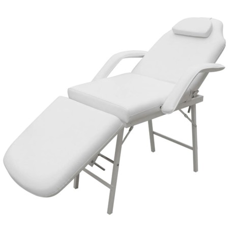 vidaXL Kosmetikstuhl Tragbar Kunstleder 185×78×76 cm Weiß 