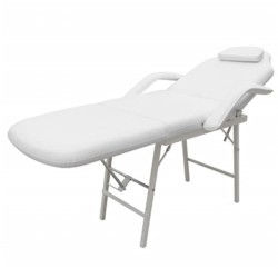vidaXL Kosmetikstuhl Tragbar Kunstleder 185×78×76 cm Weiß 