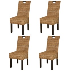 vidaXL Esszimmerstuhl 4 Stk. Kubu-Rattan Mangoholz