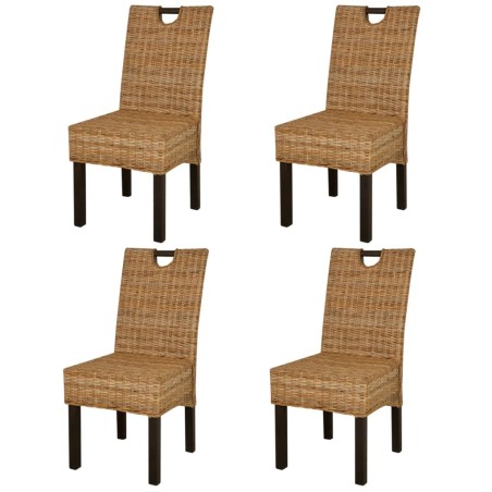 vidaXL Esszimmerstuhl 4 Stk. Kubu-Rattan Mangoholz