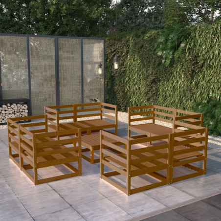 vidaXL 9-tlg. Garten-Lounge-Set Honigbraun Massivholz Kiefer