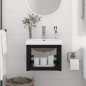 vidaXL Badezimmer-Waschtischgestell mit Waschbecken Schwarz Eisen vidaXL Badezimmer-Waschtischgestell mit Waschbecken Schwarz Eisen