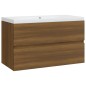 vidaXL Waschbeckenschrank mit Einbaubecken Braun Eiche Holzwerkstoff