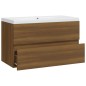 vidaXL Waschbeckenschrank mit Einbaubecken Braun Eiche Holzwerkstoff