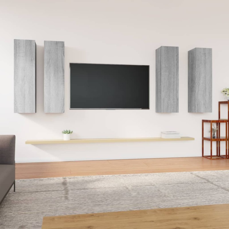 vidaXL TV-Schränke 4 Stk. Grau Sonoma 30,5x30x110 cm Holzwerkstoff vidaXL TV-Schränke 4 Stk. Grau Sonoma 30,5x30x110 cm Holzwerkstoff