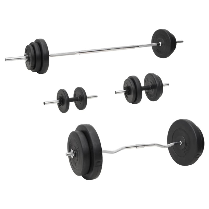 vidaXL Langhantel und Kurzhantel mit Gewichten 90 kg vidaXL Langhantel und Kurzhantel mit Gewichten 90 kg
