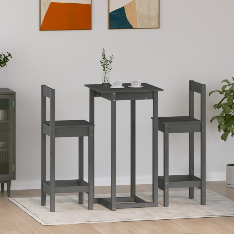 vidaXL 3-tlg. Bar-Set Grau Massivholz Kiefer vidaXL 3-tlg. Bar-Set Grau Massivholz Kiefer
