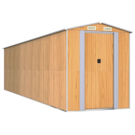 vidaXL Geräteschuppen Hellbraun 192x772x223 cm Verzinkter Stahl