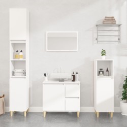 vidaXL 3-tlg. Badmöbel-Set Weiß Holzwerkstoff