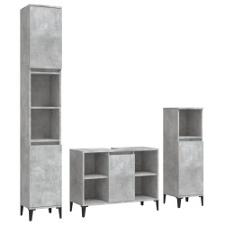 vidaXL 3-tlg. Badmöbel-Set Betongrau Holzwerkstoff