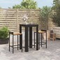 vidaXL 3-tlg. Gartenbar-Set Schwarz Poly Rattan & Massivholz Akazie vidaXL 3-tlg. Gartenbar-Set Schwarz Poly Rattan & Massivholz Akazie