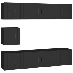 vidaXL 7-tlg. TV-Schrank-Set Schwarz Holzwerkstoff