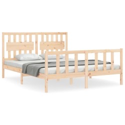 vidaXL Massivholzbett mit Kopfteil 160x200 cm