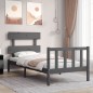 vidaXL Massivholzbett mit Kopfteil Grau vidaXL Massivholzbett mit Kopfteil Grau