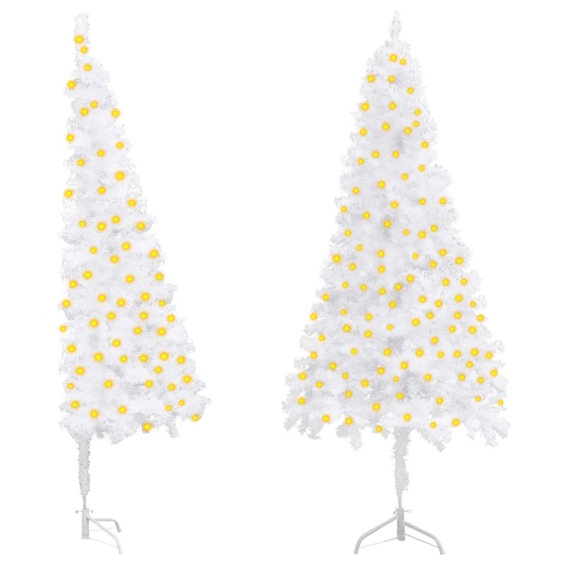 vidaXL Künstlicher Eck-Weihnachtsbaum mit Beleuchtung Weiß 180 cm PVC vidaXL Künstlicher Eck-Weihnachtsbaum mit Beleuchtung Weiß 180 cm PVC