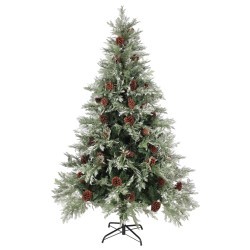 vidaXL Weihnachtsbaum mit Beleuchtung und Kiefernzapfen 120 cm PVC&PE