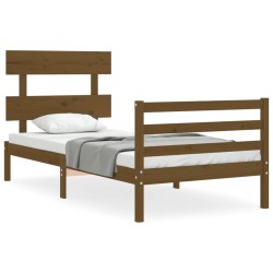 vidaXL Massivholzbett mit Kopfteil Honigbraun 90x200 cm