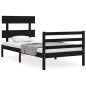 vidaXL Massivholzbett mit Kopfteil Schwarz 100x200 cm vidaXL Massivholzbett mit Kopfteil Schwarz 100x200 cm