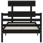 vidaXL Massivholzbett mit Kopfteil Schwarz 100x200 cm vidaXL Massivholzbett mit Kopfteil Schwarz 100x200 cm