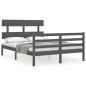 vidaXL Massivholzbett mit Kopfteil Grau 140x200 cm vidaXL Massivholzbett mit Kopfteil Grau 140x200 cm