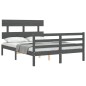 vidaXL Massivholzbett mit Kopfteil Grau 140x200 cm vidaXL Massivholzbett mit Kopfteil Grau 140x200 cm