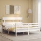 vidaXL Massivholzbett mit Kopfteil Weiß 160x200 cm vidaXL Massivholzbett mit Kopfteil Weiß 160x200 cm