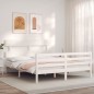 vidaXL Massivholzbett mit Kopfteil Weiß 160x200 cm vidaXL Massivholzbett mit Kopfteil Weiß 160x200 cm