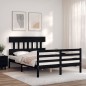 vidaXL Massivholzbett mit Kopfteil Schwarz 140x190 cm vidaXL Massivholzbett mit Kopfteil Schwarz 140x190 cm