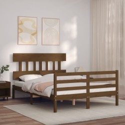 vidaXL Massivholzbett mit Kopfteil Honigbraun 120x200 cm