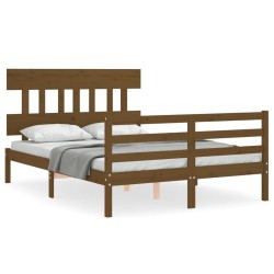 vidaXL Massivholzbett mit Kopfteil Honigbraun 120x200 cm