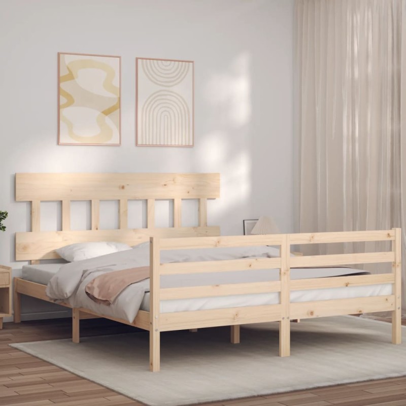 vidaXL Massivholzbett mit Kopfteil vidaXL Massivholzbett mit Kopfteil