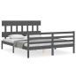 vidaXL Massivholzbett mit Kopfteil Grau 160x200 cm vidaXL Massivholzbett mit Kopfteil Grau 160x200 cm