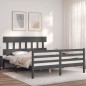 vidaXL Massivholzbett mit Kopfteil Grau 160x200 cm vidaXL Massivholzbett mit Kopfteil Grau 160x200 cm