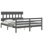 vidaXL Massivholzbett mit Kopfteil Grau 160x200 cm vidaXL Massivholzbett mit Kopfteil Grau 160x200 cm
