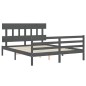 vidaXL Massivholzbett mit Kopfteil Grau 160x200 cm vidaXL Massivholzbett mit Kopfteil Grau 160x200 cm