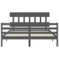 vidaXL Massivholzbett mit Kopfteil Grau 160x200 cm vidaXL Massivholzbett mit Kopfteil Grau 160x200 cm