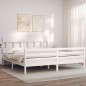 vidaXL Massivholzbett mit Kopfteil Weiß 200x200 cm vidaXL Massivholzbett mit Kopfteil Weiß 200x200 cm