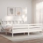 vidaXL Massivholzbett mit Kopfteil Weiß 200x200 cm vidaXL Massivholzbett mit Kopfteil Weiß 200x200 cm