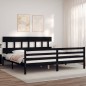 vidaXL Massivholzbett mit Kopfteil Schwarz 200x200 cm vidaXL Massivholzbett mit Kopfteil Schwarz 200x200 cm