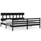 vidaXL Massivholzbett mit Kopfteil Schwarz 200x200 cm vidaXL Massivholzbett mit Kopfteil Schwarz 200x200 cm