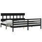 vidaXL Massivholzbett mit Kopfteil Schwarz 200x200 cm vidaXL Massivholzbett mit Kopfteil Schwarz 200x200 cm