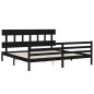 vidaXL Massivholzbett mit Kopfteil Schwarz 200x200 cm vidaXL Massivholzbett mit Kopfteil Schwarz 200x200 cm