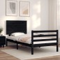 vidaXL Massivholzbett mit Kopfteil Schwarz 90x200 cm vidaXL Massivholzbett mit Kopfteil Schwarz 90x200 cm