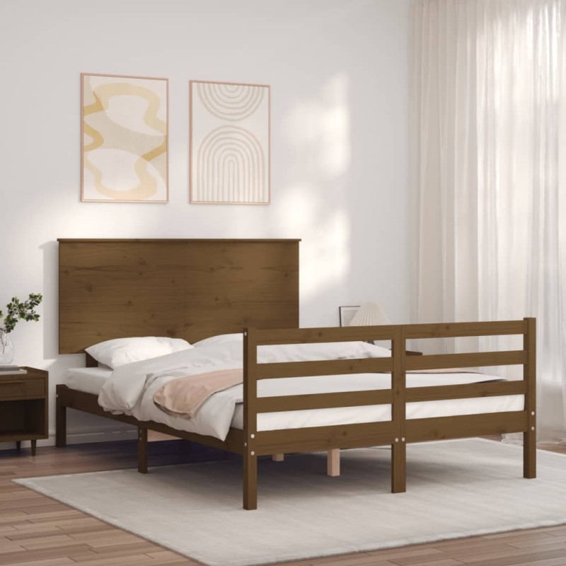 vidaXL Massivholzbett mit Kopfteil Honigbraun 120x200 cm vidaXL Massivholzbett mit Kopfteil Honigbraun 120x200 cm