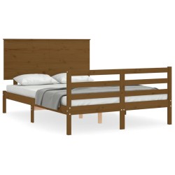 vidaXL Massivholzbett mit Kopfteil Honigbraun 120x200 cm