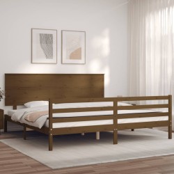vidaXL Massivholzbett mit Kopfteil Honigbraun 200x200 cm