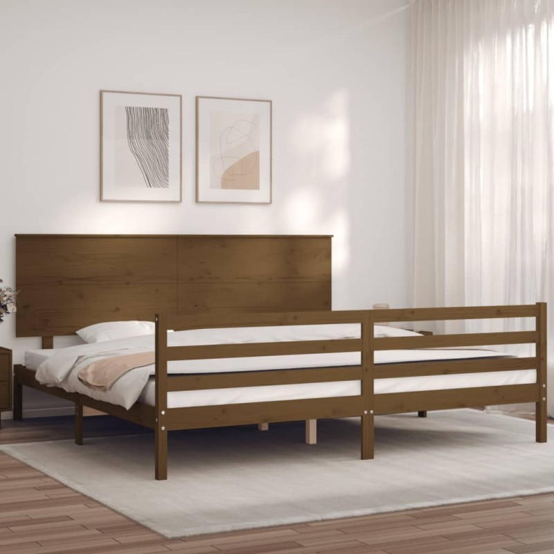vidaXL Massivholzbett mit Kopfteil Honigbraun 200x200 cm vidaXL Massivholzbett mit Kopfteil Honigbraun 200x200 cm